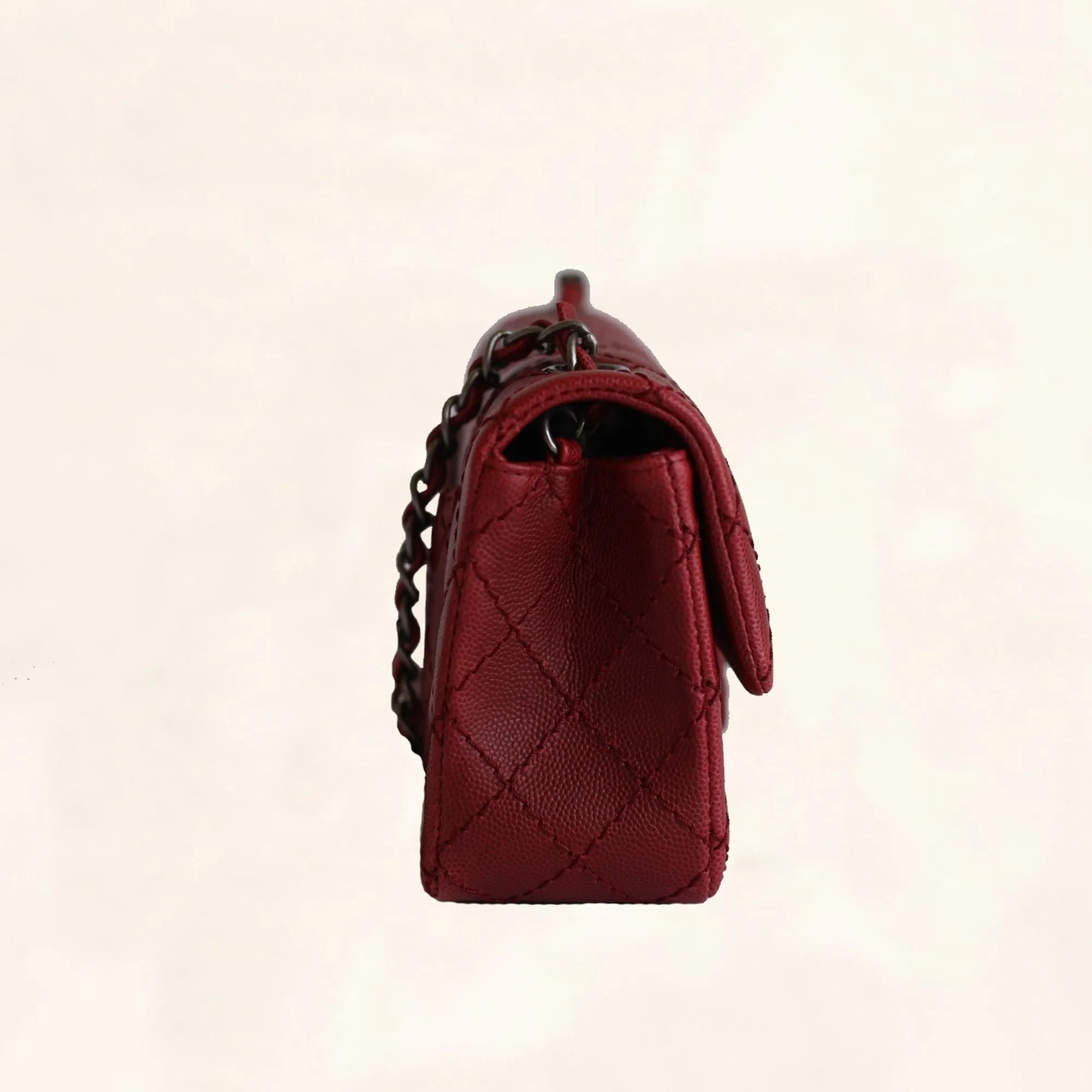Chanel | Caviar Rectangular Classic Flap in Red | Mini
