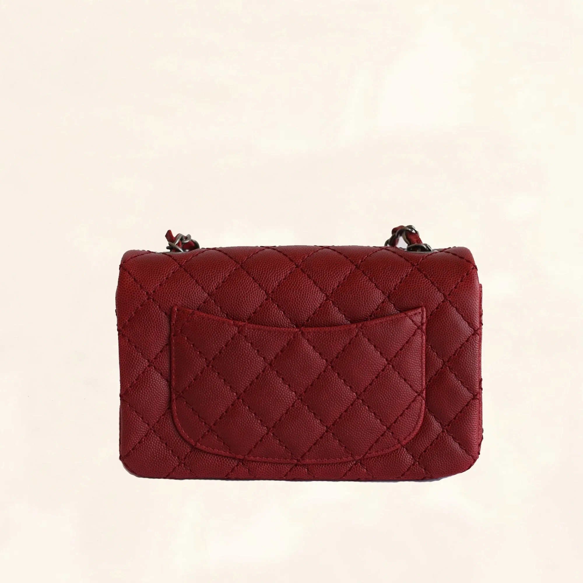 Chanel | Caviar Rectangular Classic Flap in Red | Mini