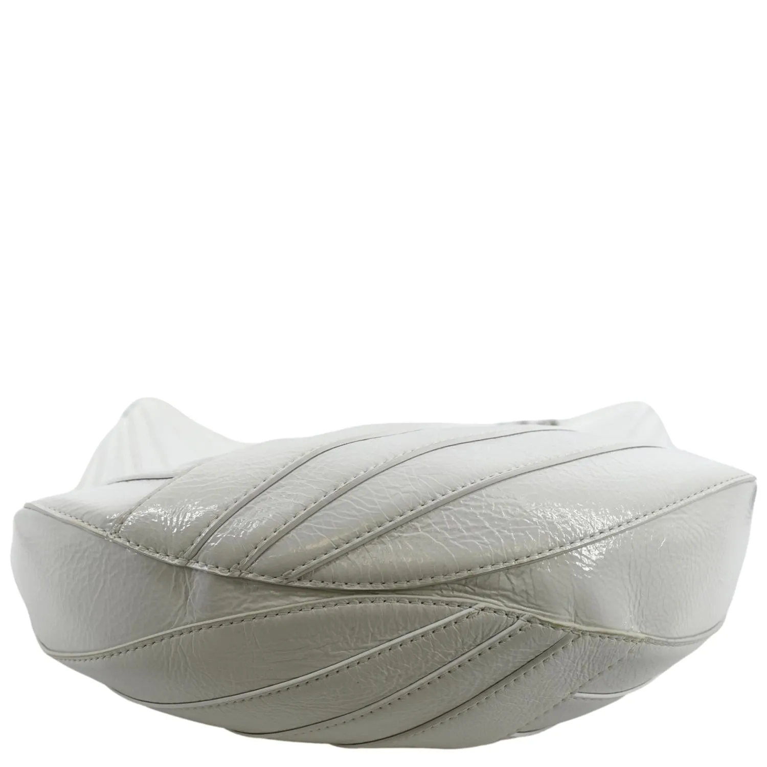 CHANEL Droplet Patent Leather Hobo Bag White