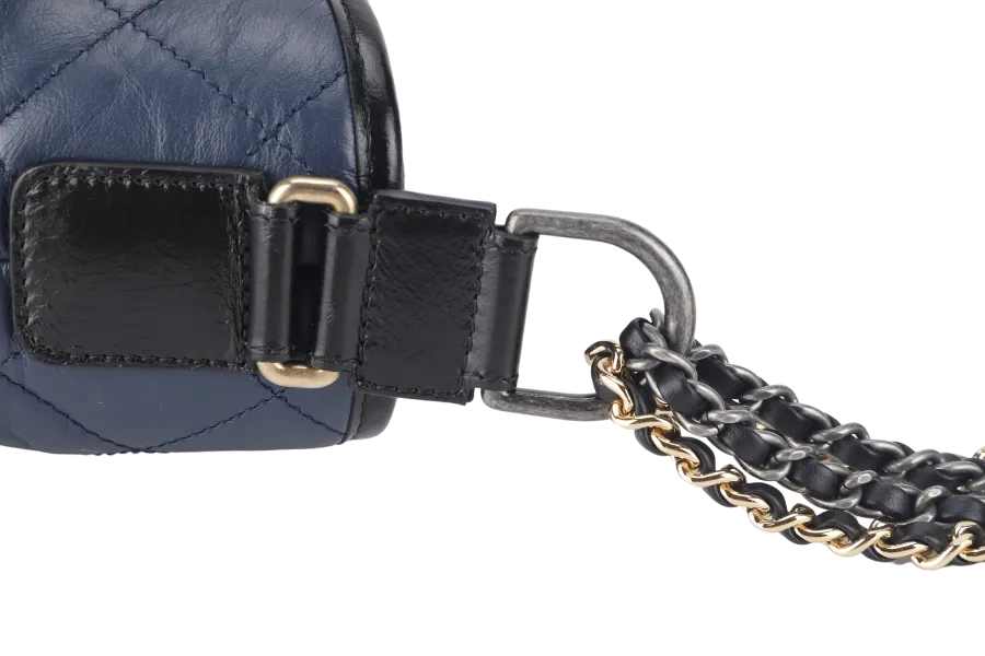 CHANEL GABRIELLE HOBO SHOULDER BAG (2537xxxx) BLUE-BLACK QUILTED CALFSKIN LEATHER SILVER & GOLD TONE HARDWARE NO CARD AND NO DUST COVER