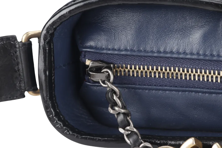 CHANEL GABRIELLE HOBO SHOULDER BAG (2537xxxx) BLUE-BLACK QUILTED CALFSKIN LEATHER SILVER & GOLD TONE HARDWARE NO CARD AND NO DUST COVER