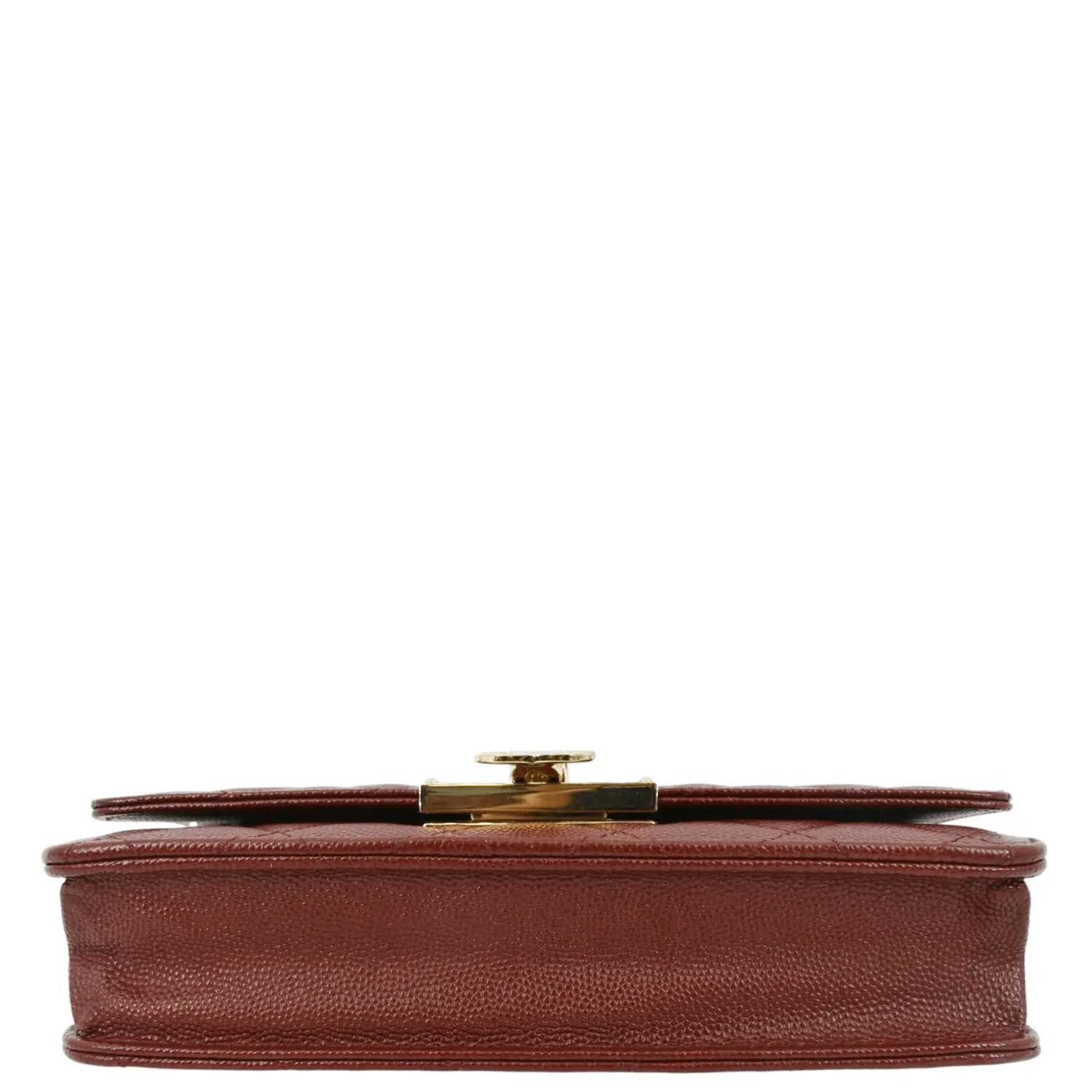 CHANEL Golden Class Quilted Caviar Leather Wallet on Chain Bag Maroon