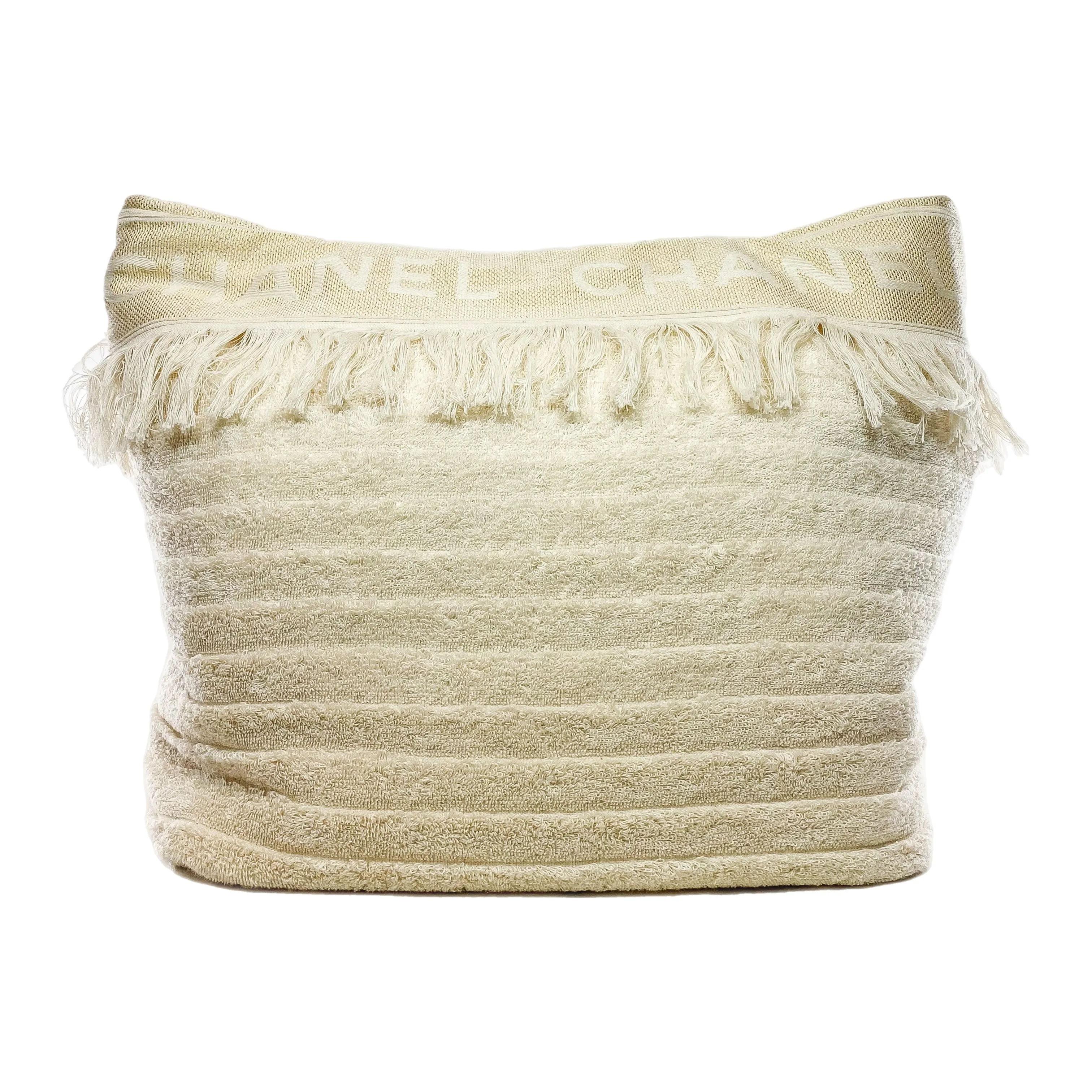Chanel Ivory Terry Cloth Tote Beachwear Set