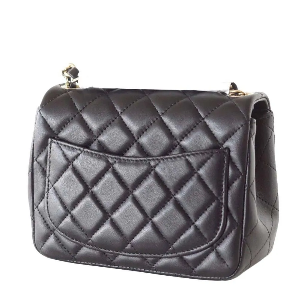 Chanel Mini Square Flap Bag Black Lambskin