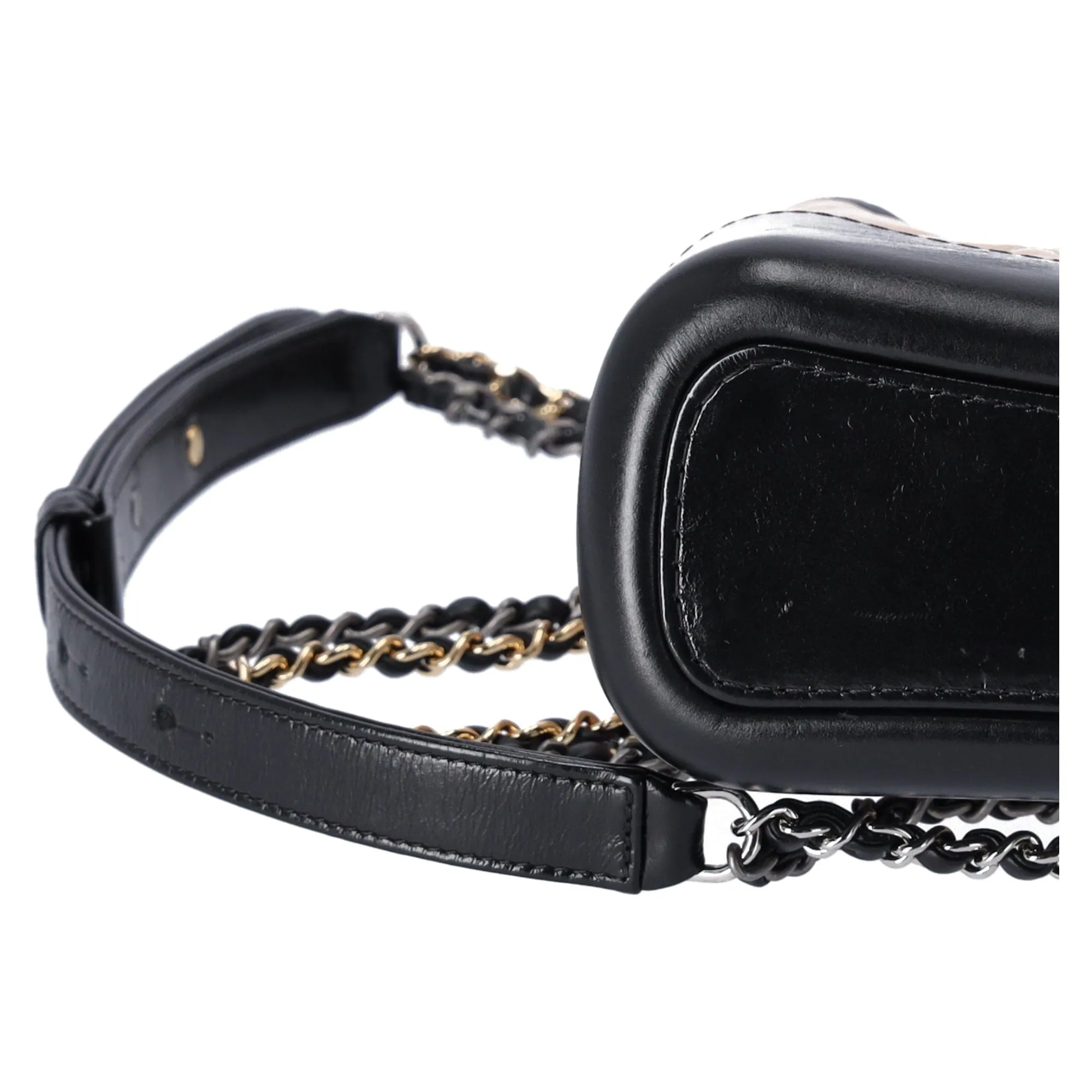 Chanel Small Gabrielle Hobo Bag Black Tan Beige Aged Calfskin Quilted Leather