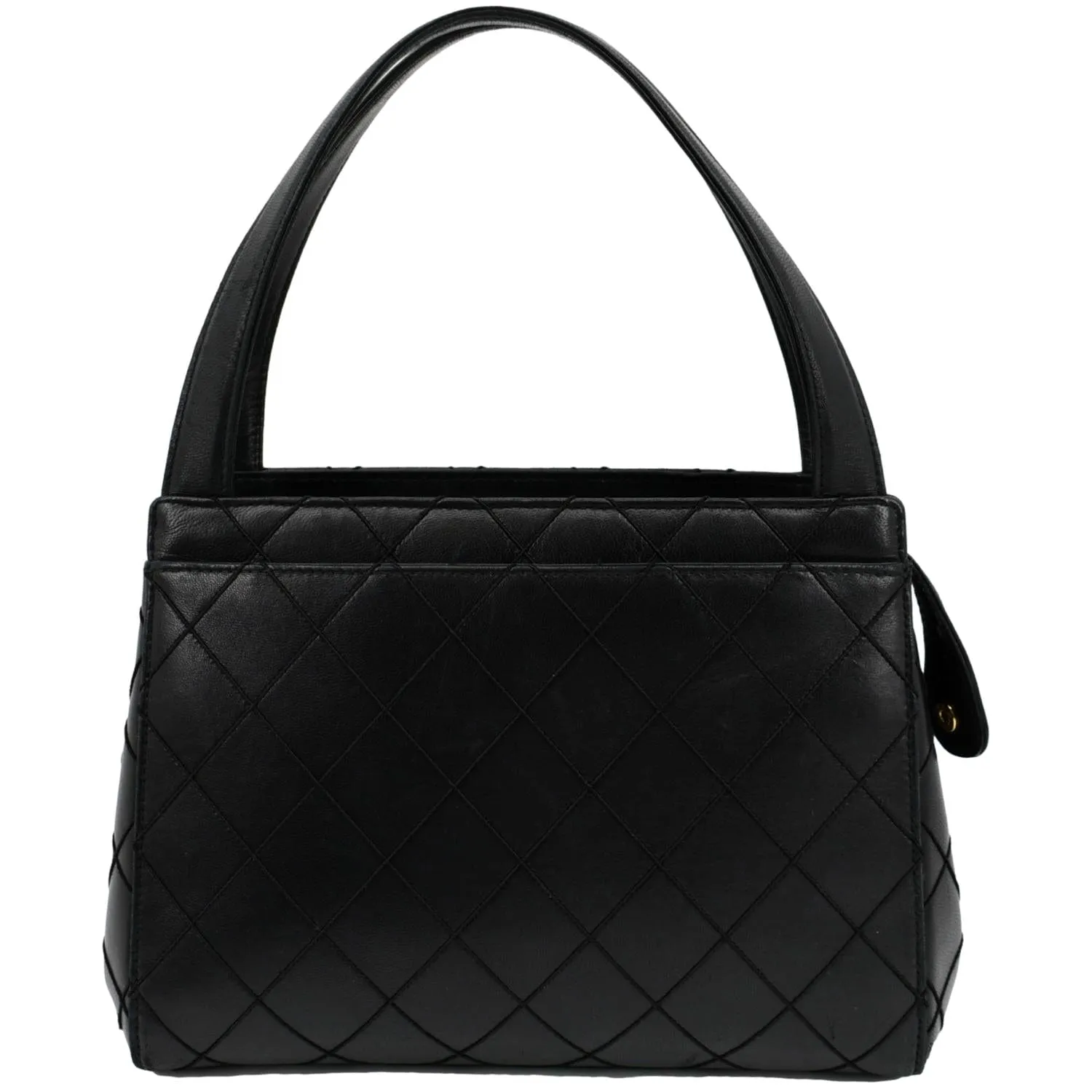 CHANEL Small Vintage Lambskin Leather Handbag Black