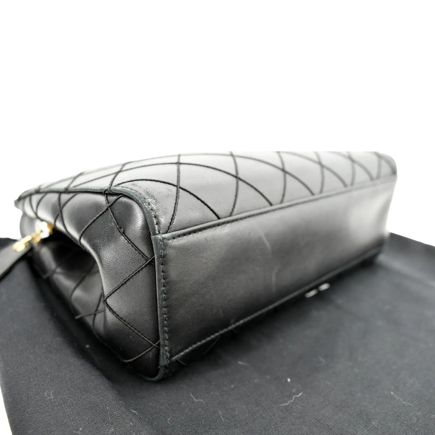 CHANEL Small Vintage Lambskin Leather Handbag Black
