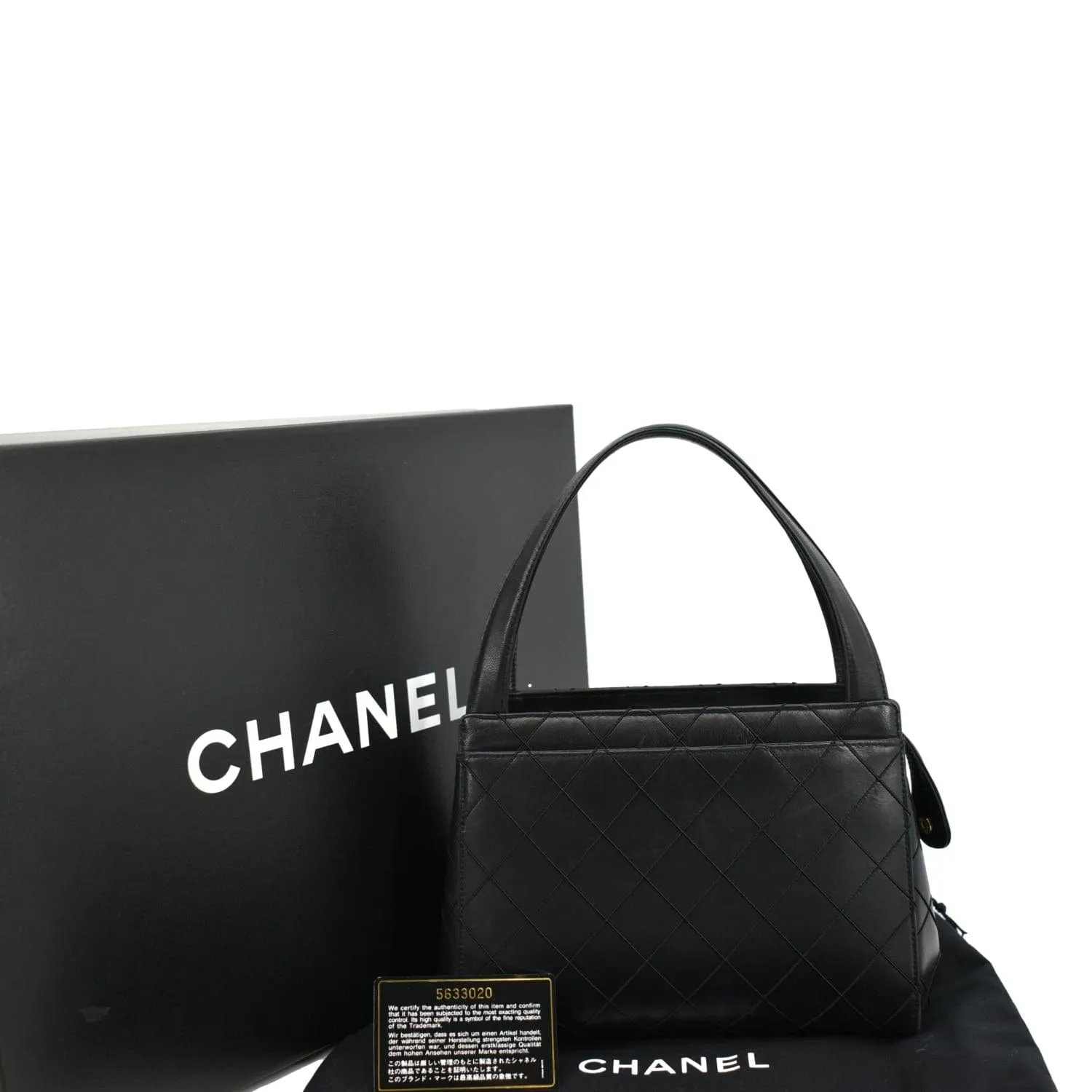 CHANEL Small Vintage Lambskin Leather Handbag Black
