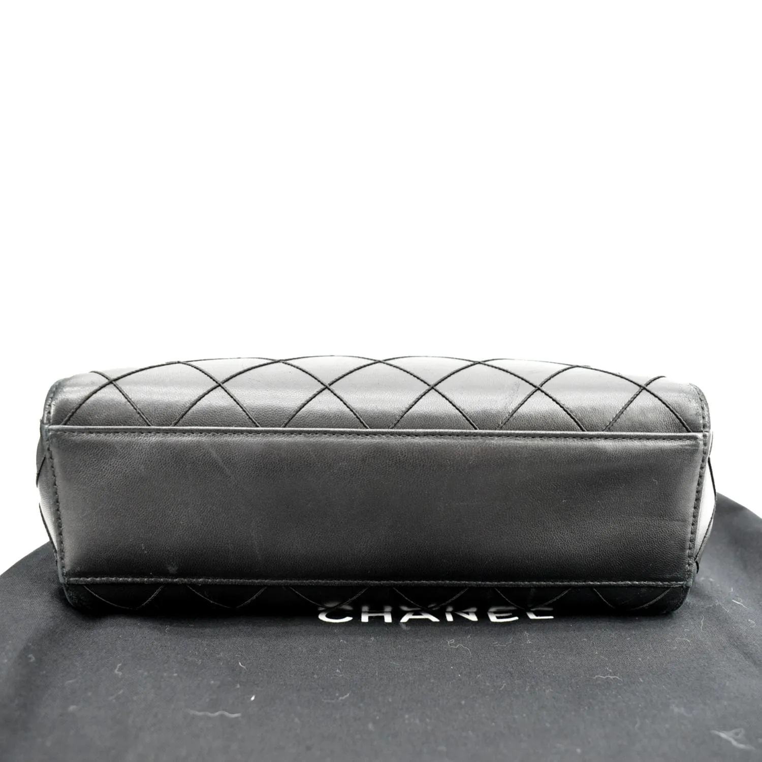 CHANEL Small Vintage Lambskin Leather Handbag Black