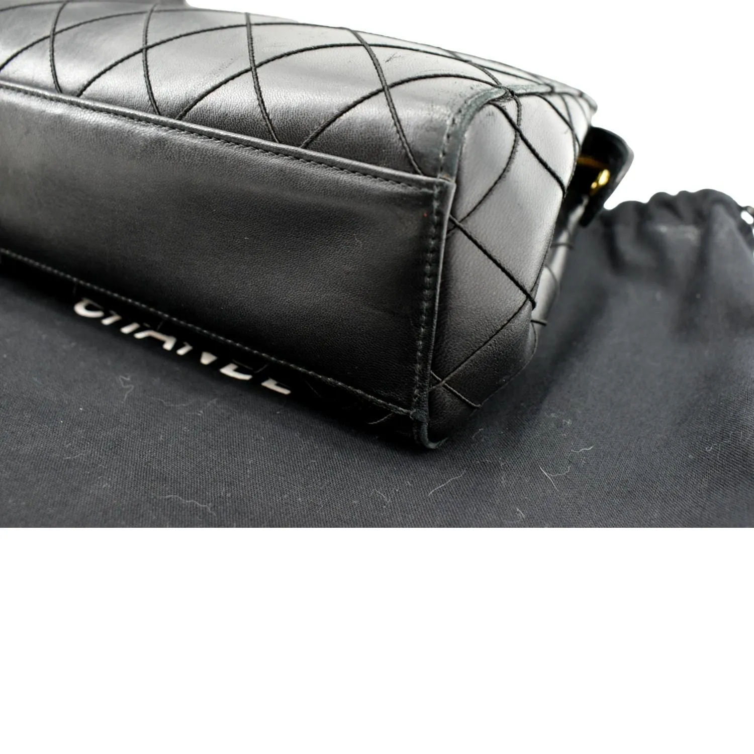CHANEL Small Vintage Lambskin Leather Handbag Black