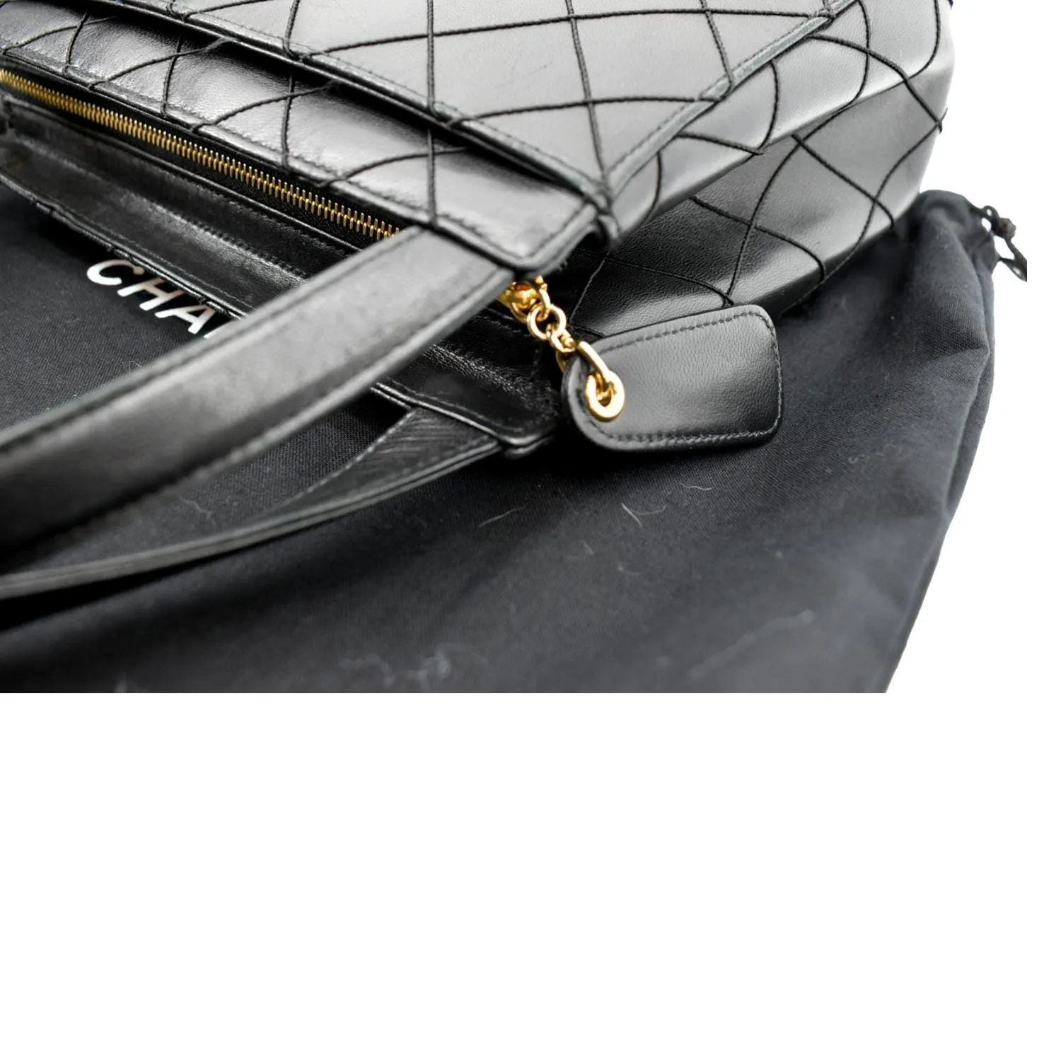 CHANEL Small Vintage Lambskin Leather Handbag Black