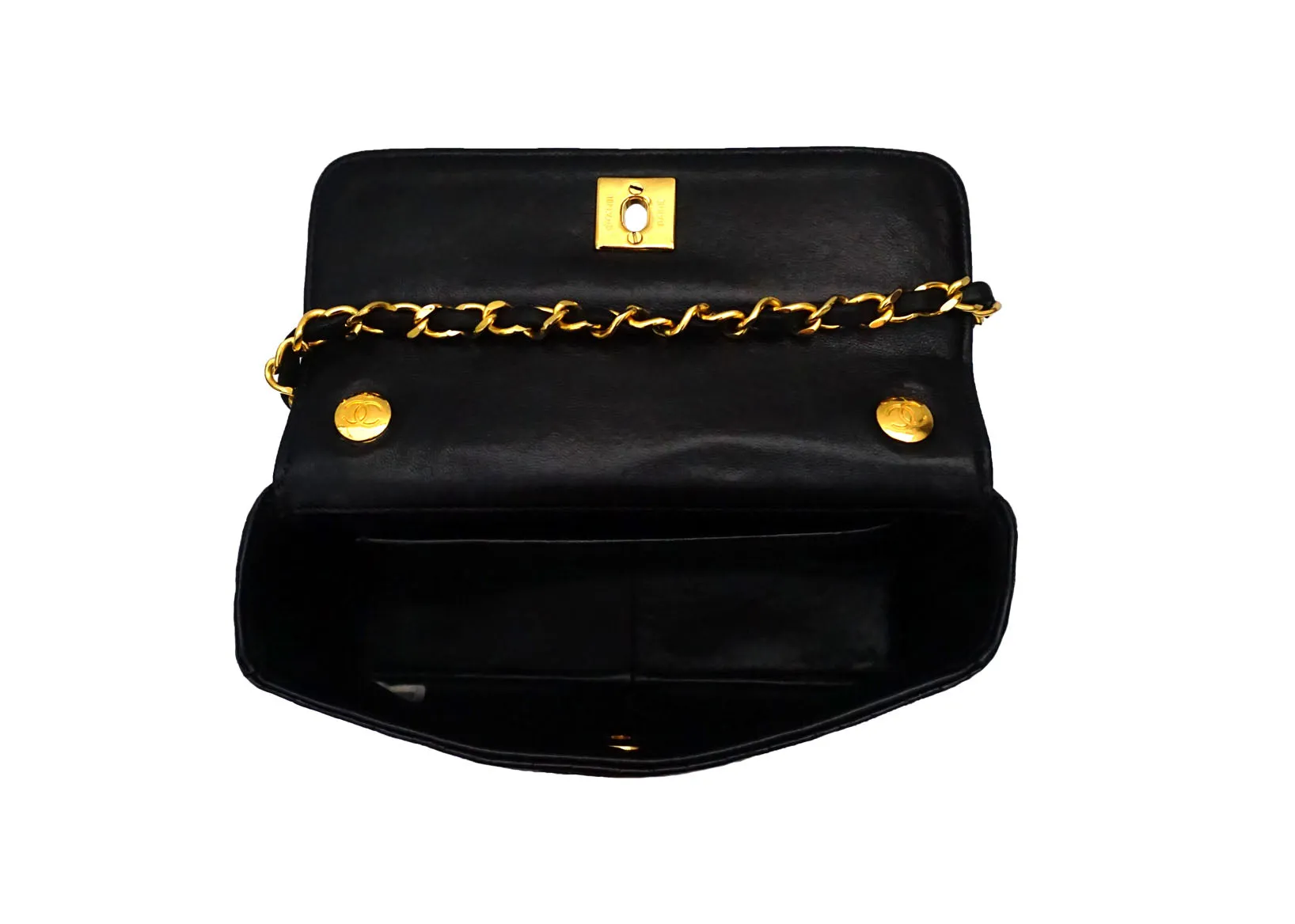 Chanel Vintage Rare Black Alligator Mini Flap