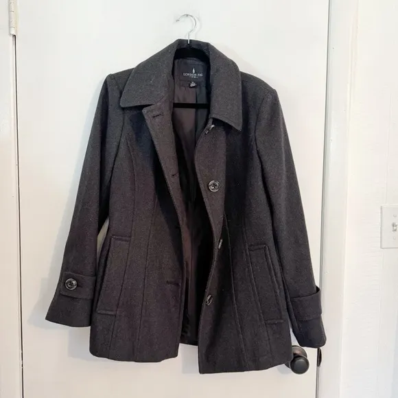 Charcoal Grey London Fog Wool Blend Peacoat
