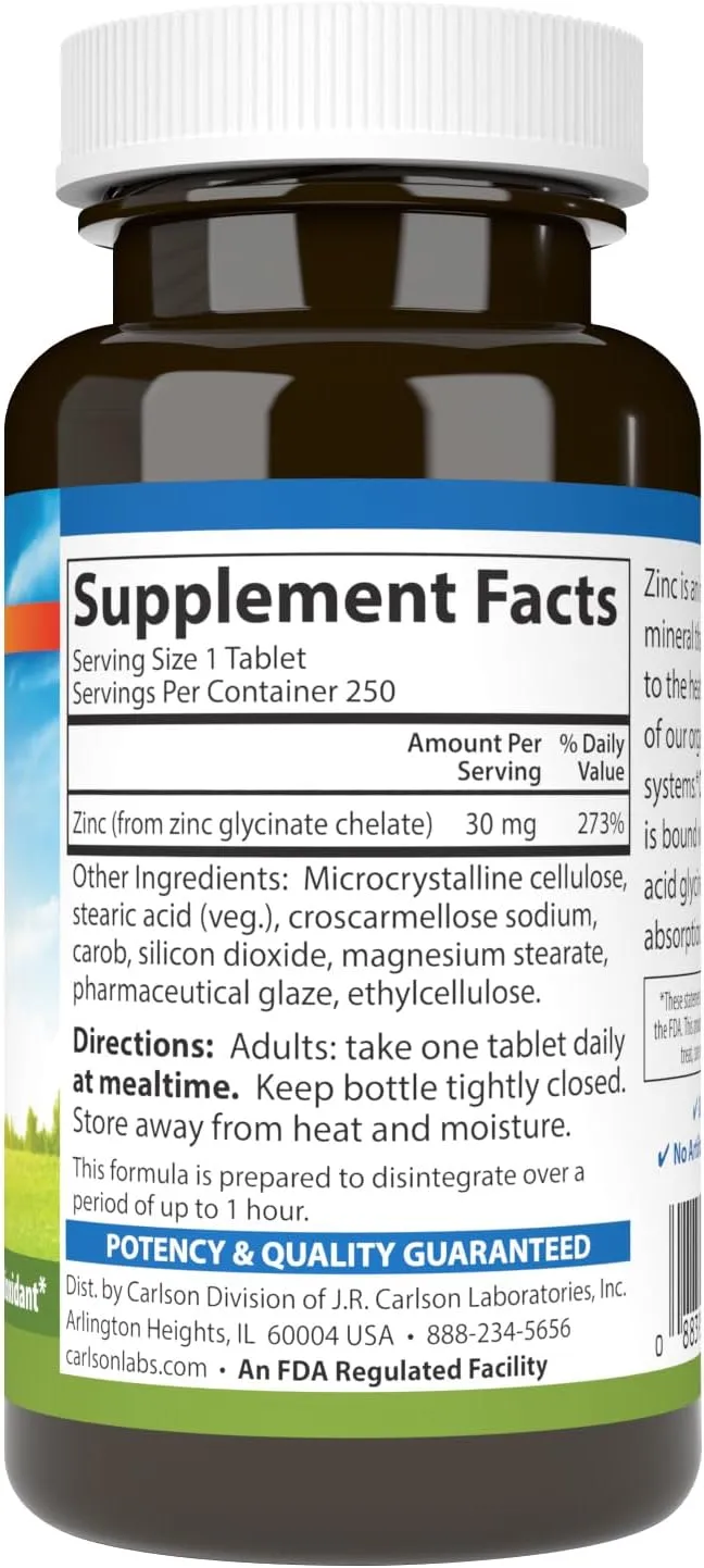 Chelated Zinc 250 tabs