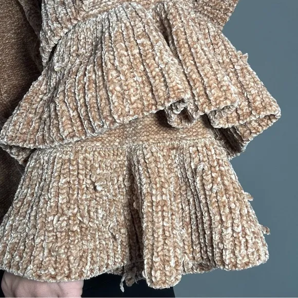 Chenille Cable Knit Sweater - Brown