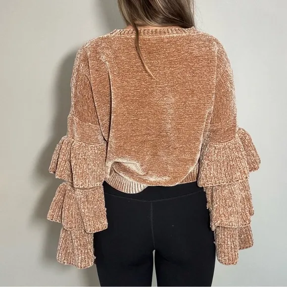 Chenille Cable Knit Sweater - Brown