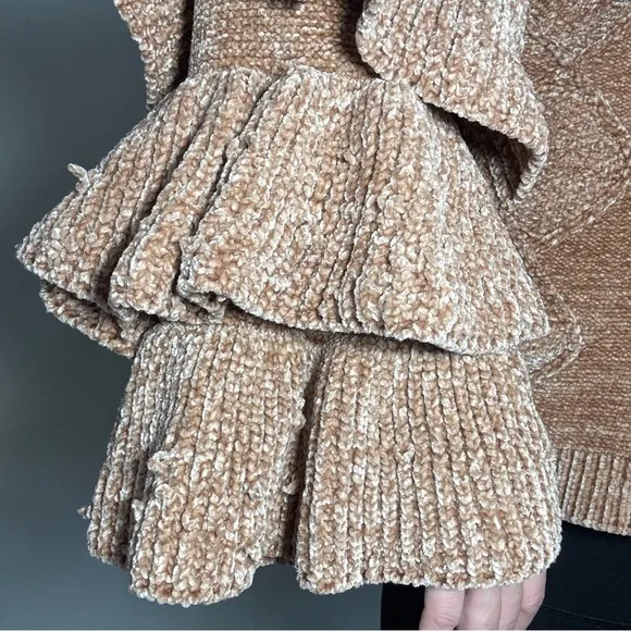 Chenille Cable Knit Sweater - Brown