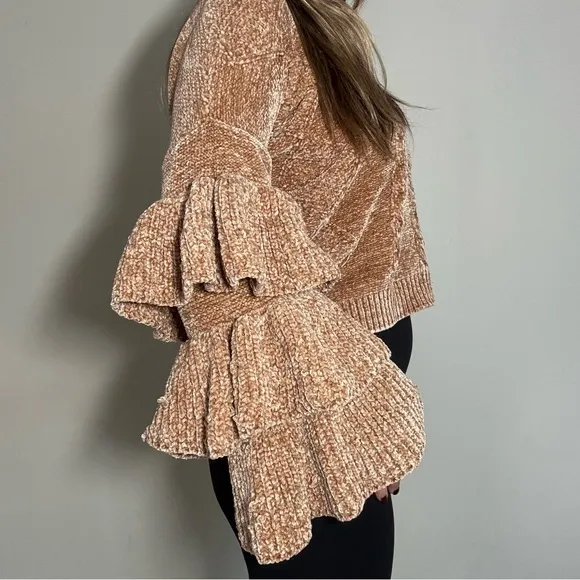 Chenille Cable Knit Sweater - Brown