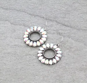 Cheshire Fashion Fish Hook Round Drop Earrings - Crystal