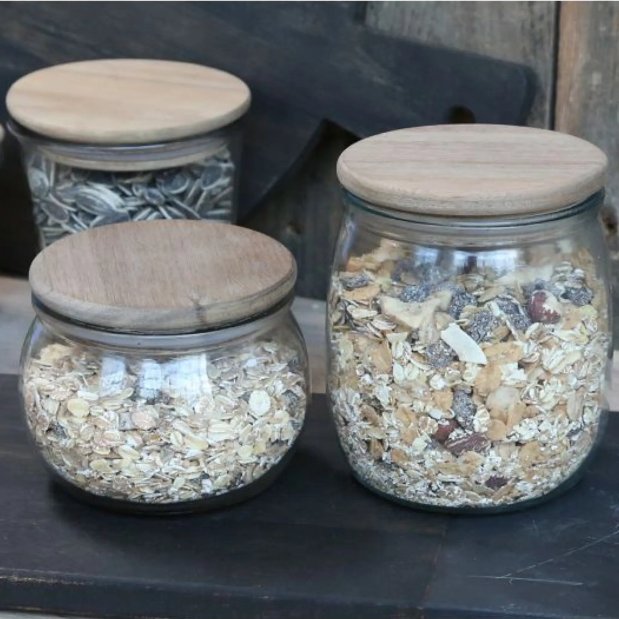 Chic Antique Opbevaringsglas med trælåg - Flere størrelser