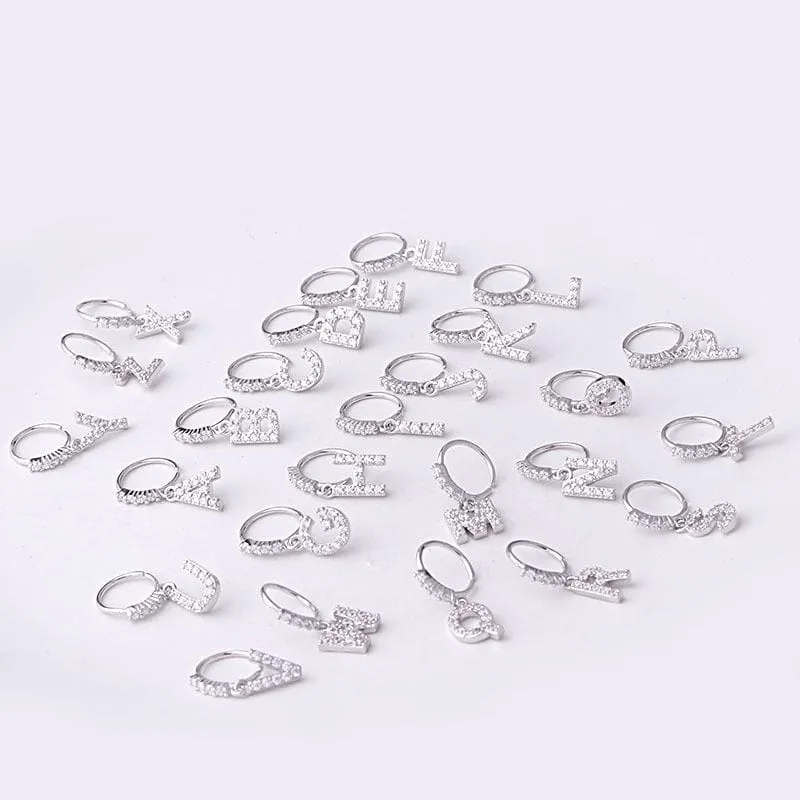Chic CZ Inlaid Dangling Initial Letter Nose Piercing Nose Hoop