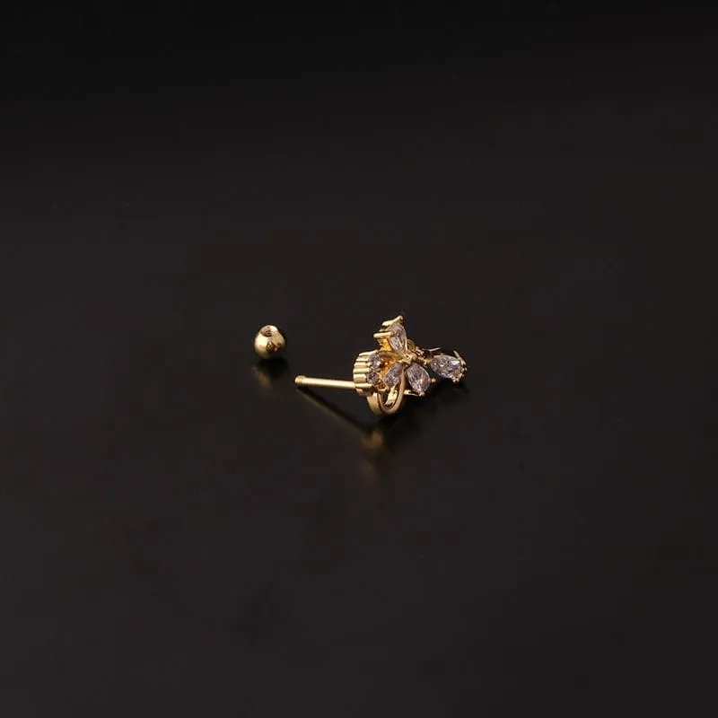 Chic Gold Silver Tone CZ Inlaid Helix Piercing Stud Earring