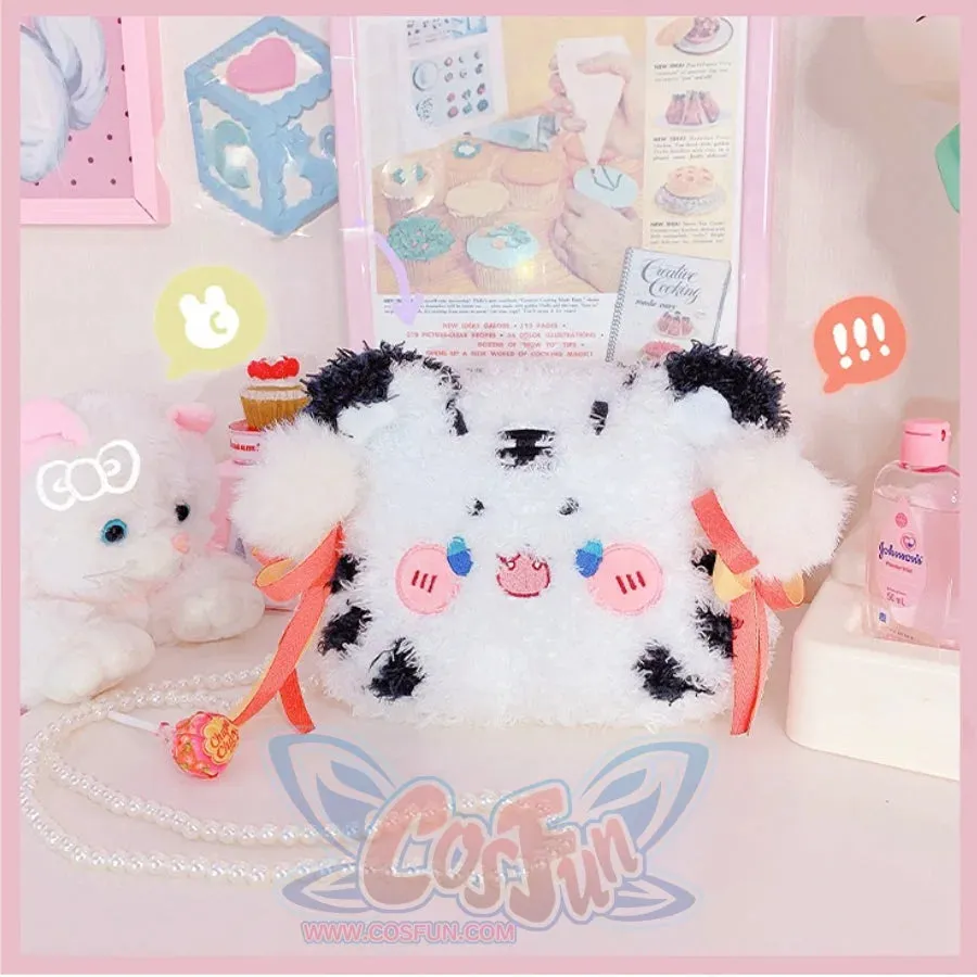 Chinese Lovely Winter Lolita White Tiger Crossbody Bag and Hat