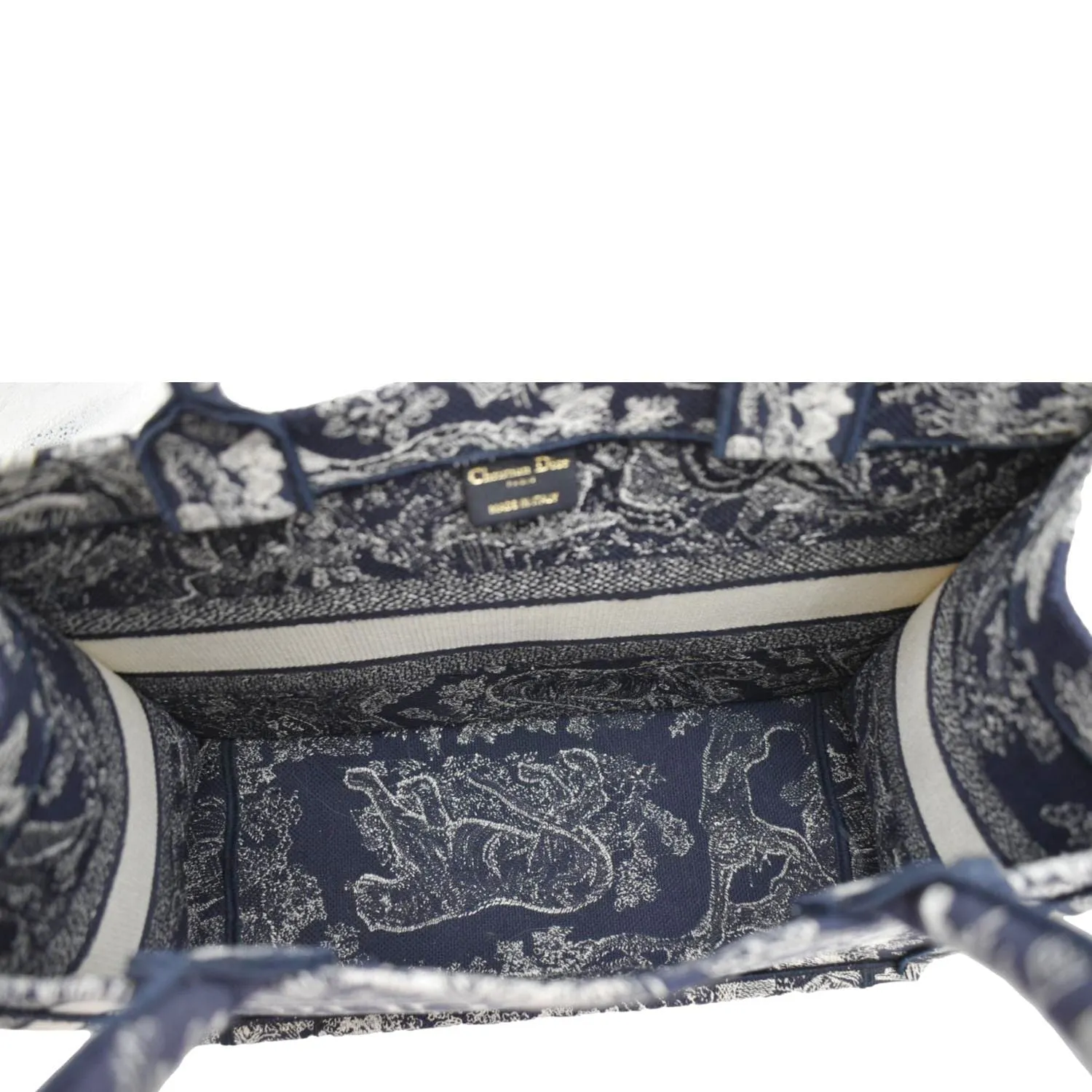 CHRISTIAN DIOR  Book Medium Toile De Jouy Reverse Embroidery Tote Blue