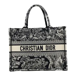 CHRISTIAN DIOR  Book Medium Toile De Jouy Reverse Embroidery Tote Blue