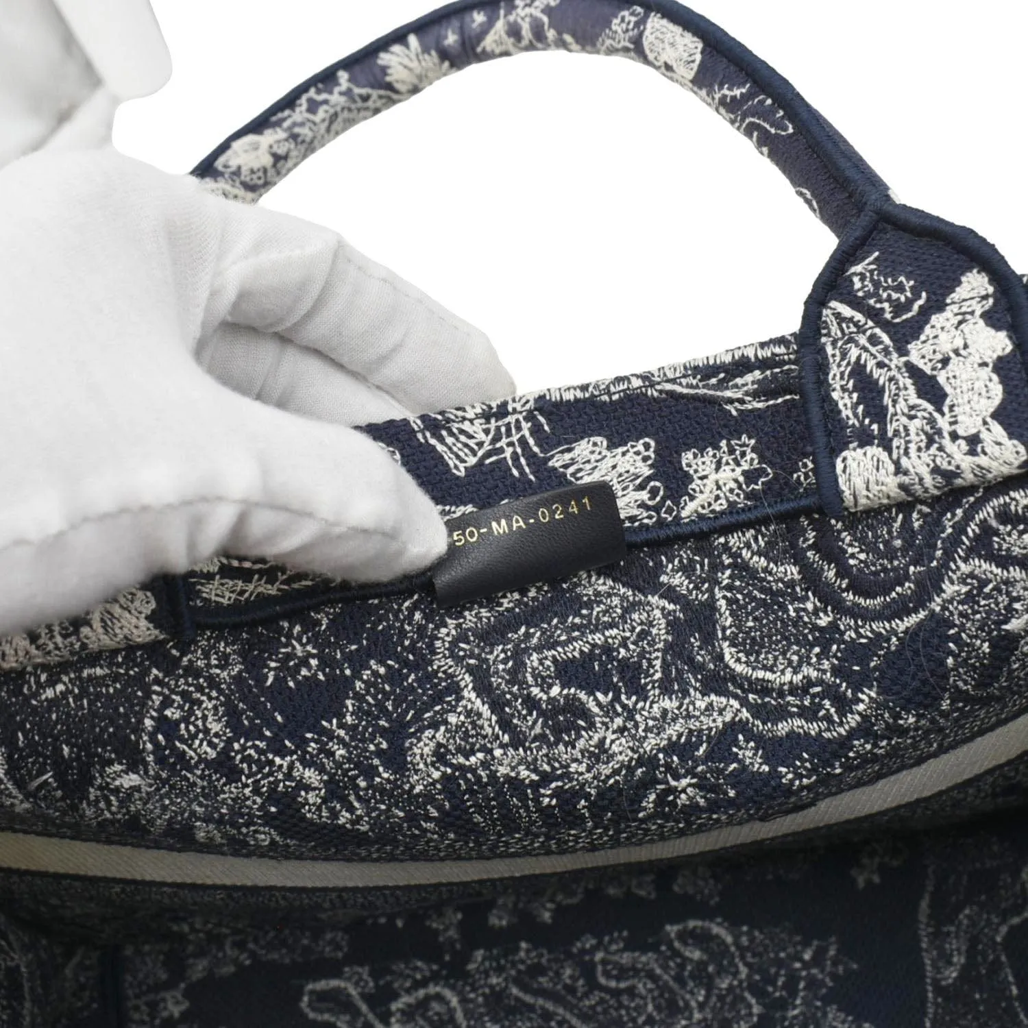CHRISTIAN DIOR  Book Medium Toile De Jouy Reverse Embroidery Tote Blue