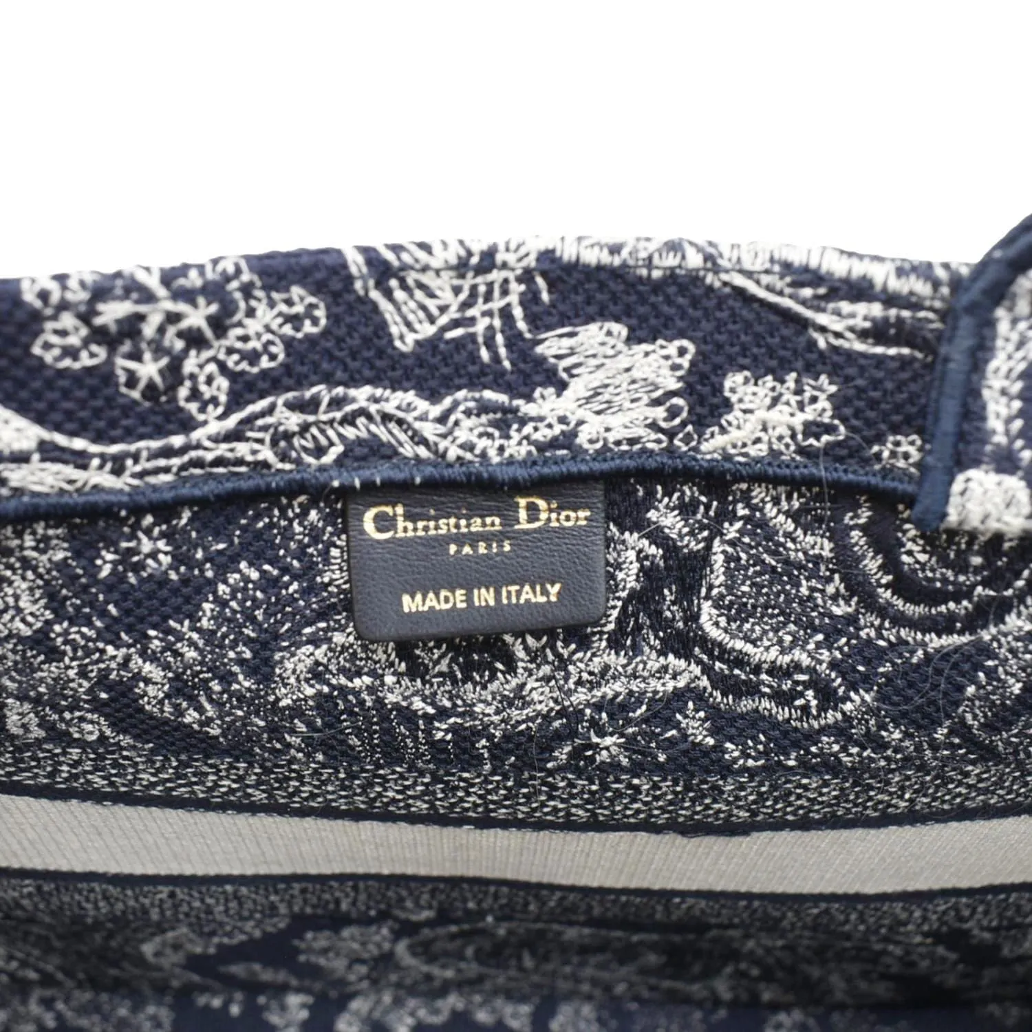 CHRISTIAN DIOR  Book Medium Toile De Jouy Reverse Embroidery Tote Blue