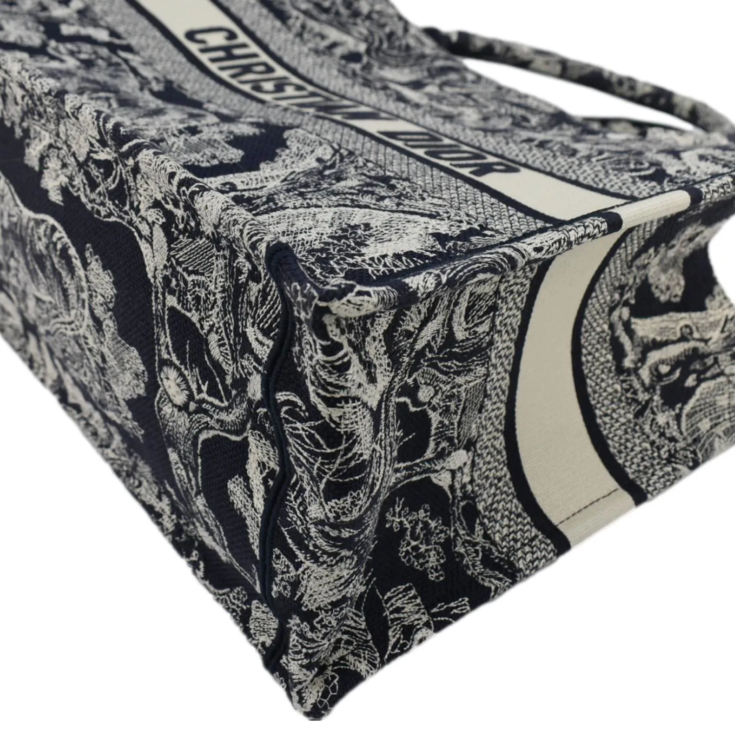 CHRISTIAN DIOR  Book Medium Toile De Jouy Reverse Embroidery Tote Blue