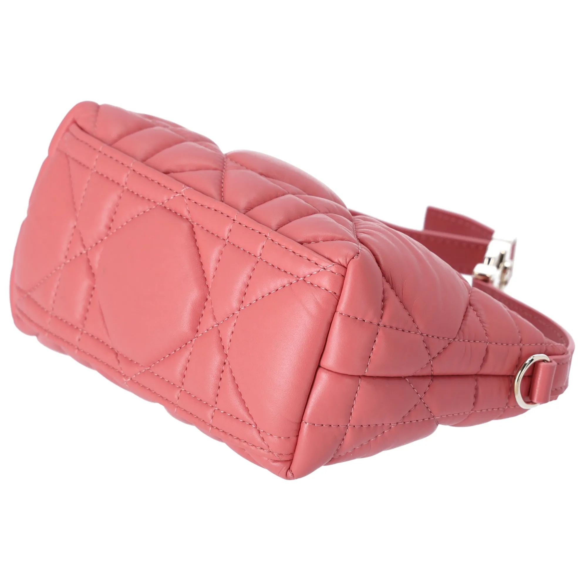 Christian Dior Nomade Pouch Small Cannage Stitching Handbag Pink Leather
