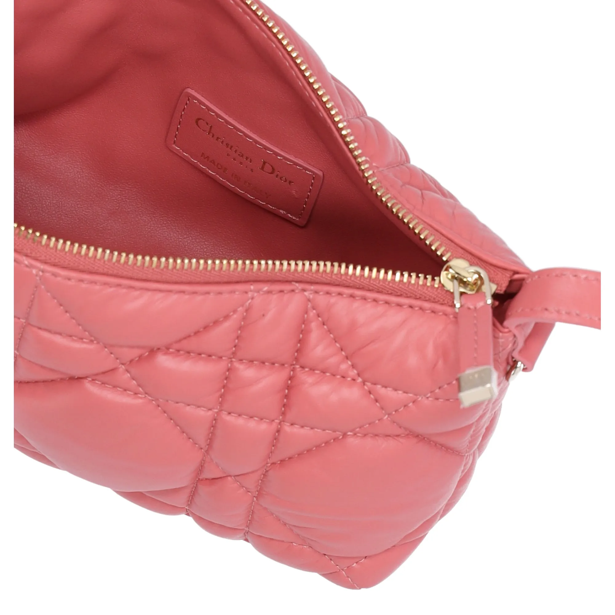 Christian Dior Nomade Pouch Small Cannage Stitching Handbag Pink Leather