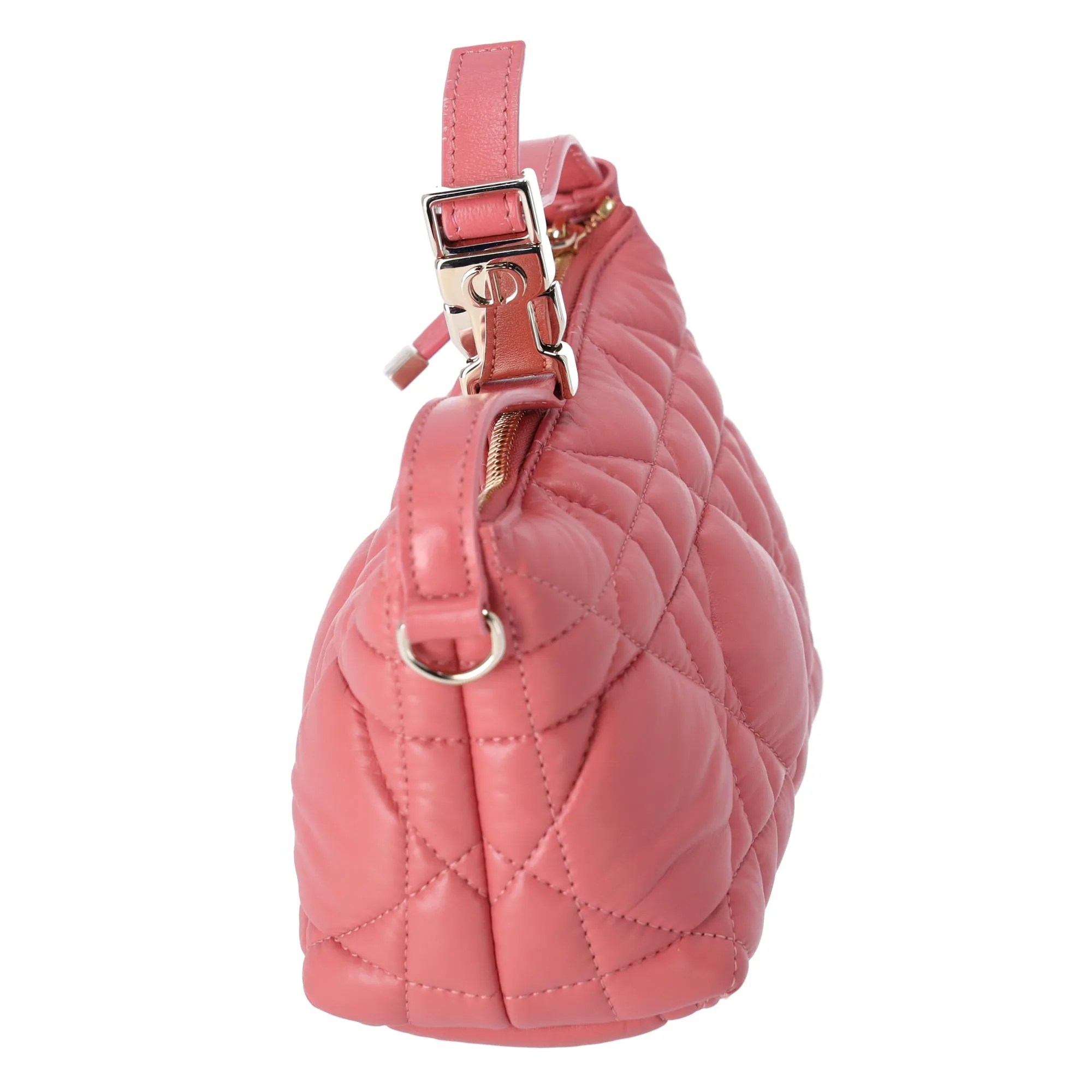 Christian Dior Nomade Pouch Small Cannage Stitching Handbag Pink Leather
