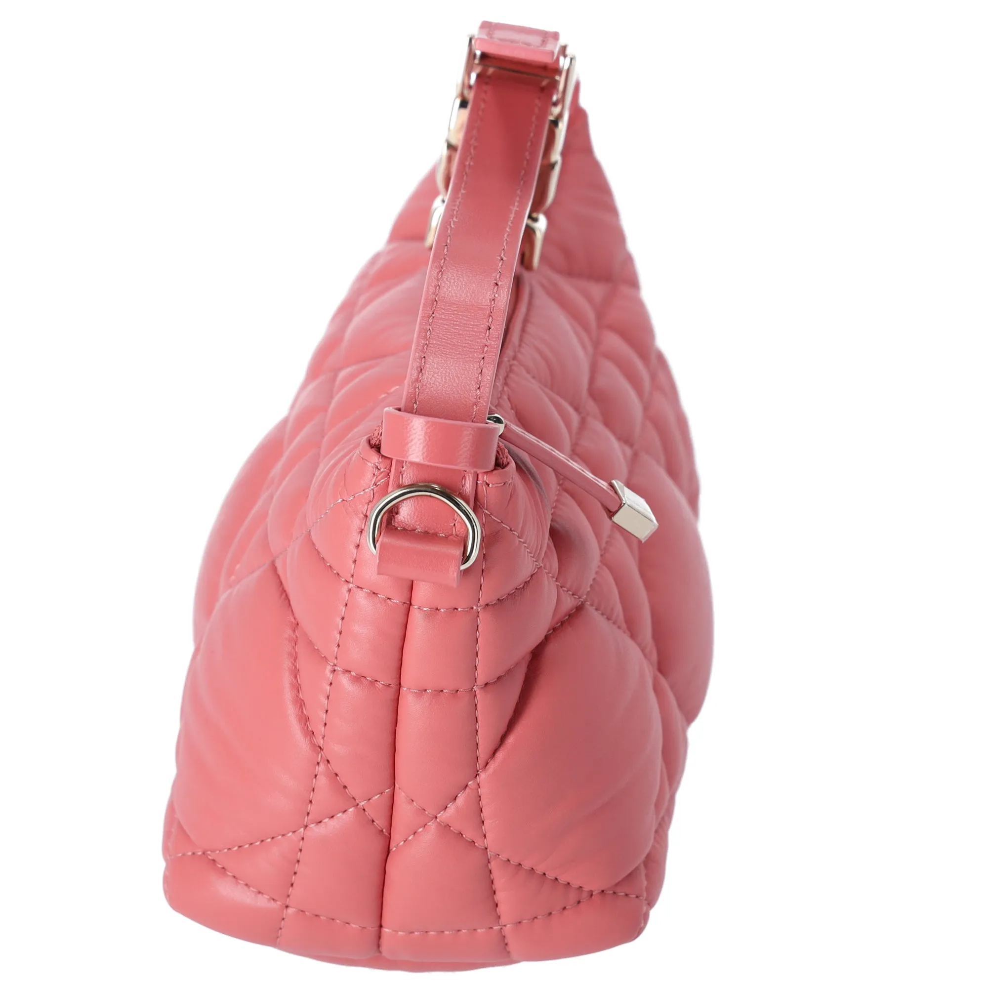 Christian Dior Nomade Pouch Small Cannage Stitching Handbag Pink Leather