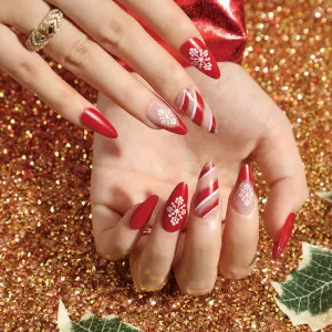 Christmas Almond snow red french waves