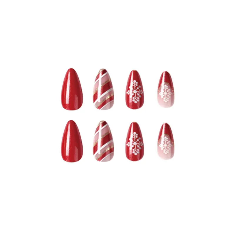 Christmas Almond snow red french waves