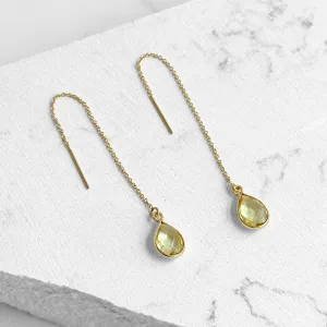 Citrine Teardrop Threader Earrings