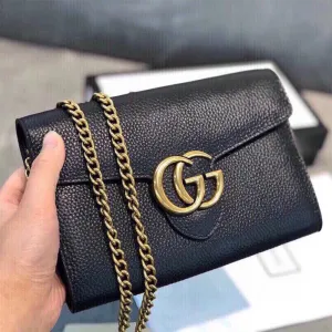 Classic Alphabet Buckle Leather Crossbody Bag Shoulder Bag