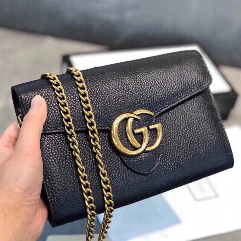 Classic Alphabet Buckle Leather Crossbody Bag Shoulder Bag