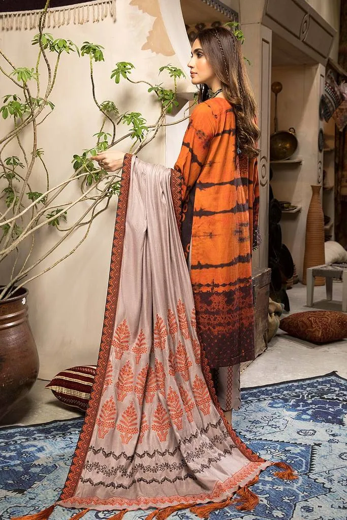 CNW-1 | Charizma Naranji Unstitched Embroidered Khaddar With Embroidered Shawl Vol-1 Collection | Unstitched Embroidered Suit