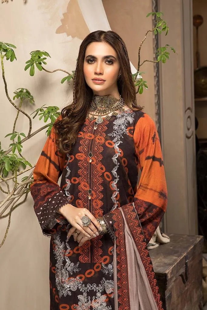 CNW-1 | Charizma Naranji Unstitched Embroidered Khaddar With Embroidered Shawl Vol-1 Collection | Unstitched Embroidered Suit