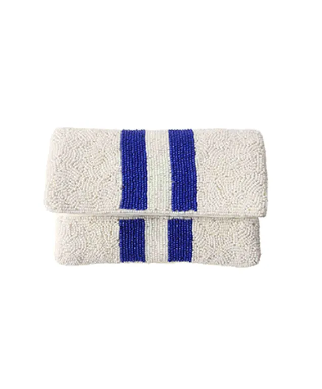 College Stripe Mini Clutch w/ Gold Chain Strap (5 Colors)