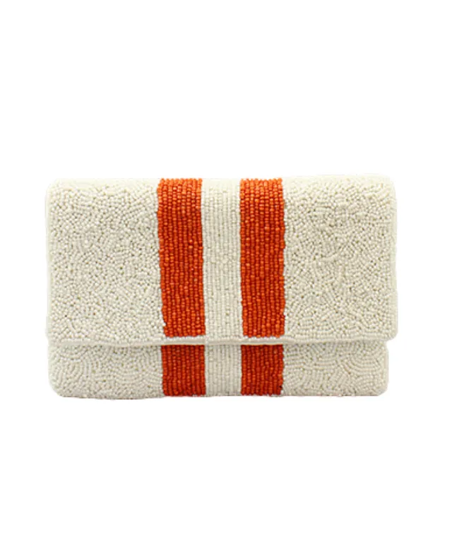 College Stripe Mini Clutch w/ Gold Chain Strap (5 Colors)