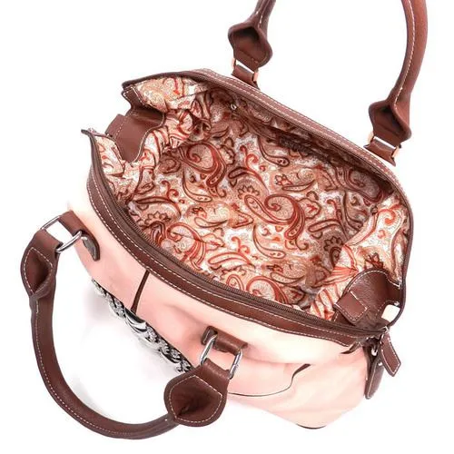 color block  bling shoulder handbag bag Black brown studs Rhinestone Silverake