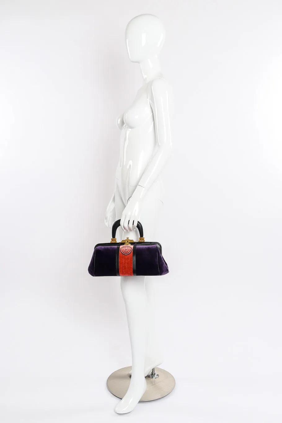 Colorblock Velvet Frame Bag