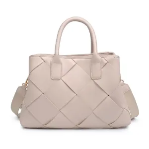 CREAM WOVEN VEGAN LEATHER SATCHEL
