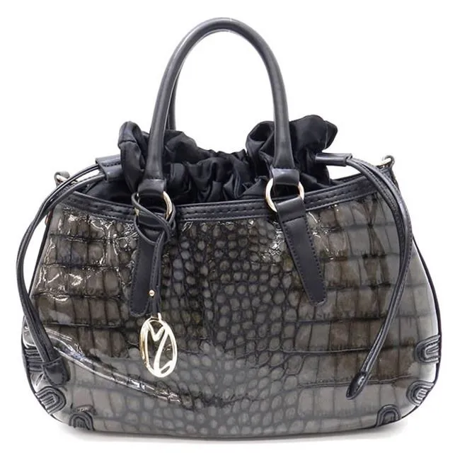 croc ruffle string collar shoulder handbag Bag Designer black designer inspired