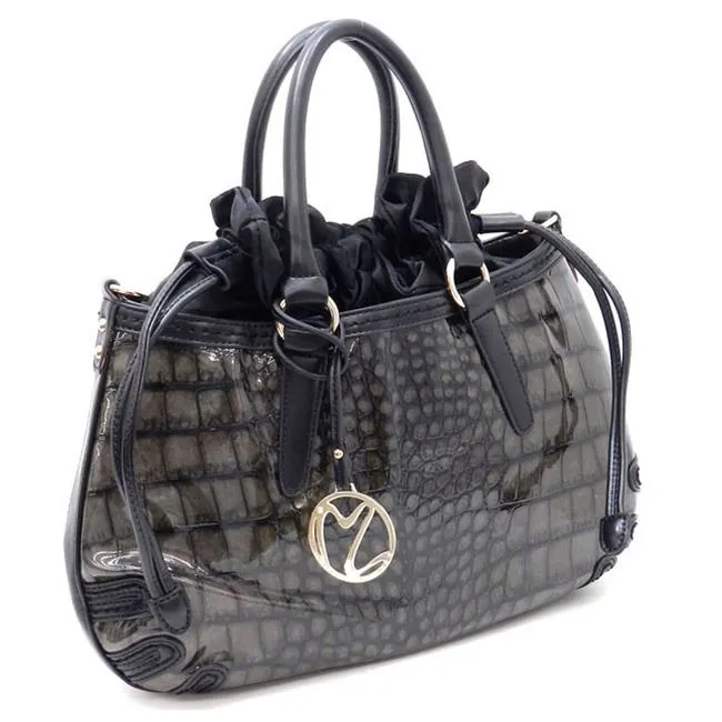 croc ruffle string collar shoulder handbag Bag Designer black designer inspired